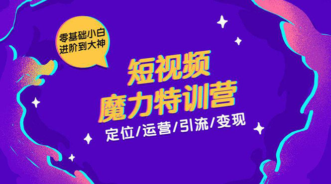 零基础小白进阶到大神《短视频魔力特训营》定位-运营-引流-变现-氢气球网创资源库