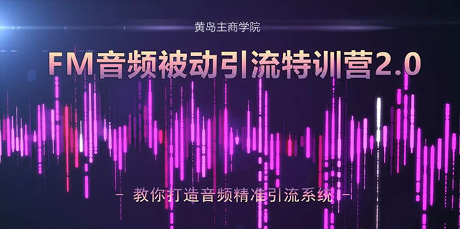 黄岛主·FM音频引流特训营2.0：独家引流模式，单账号50W+播放量，轻松变现-氢气球网创资源库