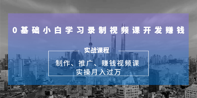 0基础小白学习录制视频课开发赚钱：制作、推广、赚钱视频课 实操月入过万-氢气球网创资源库