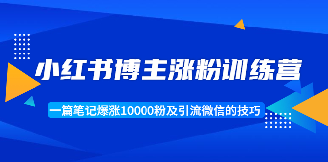 小红书博主涨粉训练营：一篇笔记爆涨10000粉及引流微信的技巧-氢气球网创资源库