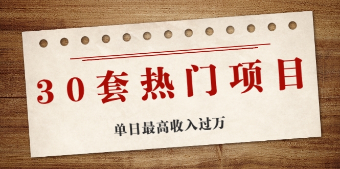 30套热门项目：单日最高收入过万 (网赚项目、朋友圈、涨粉套路、抖音、快手)等-氢气球网创资源库