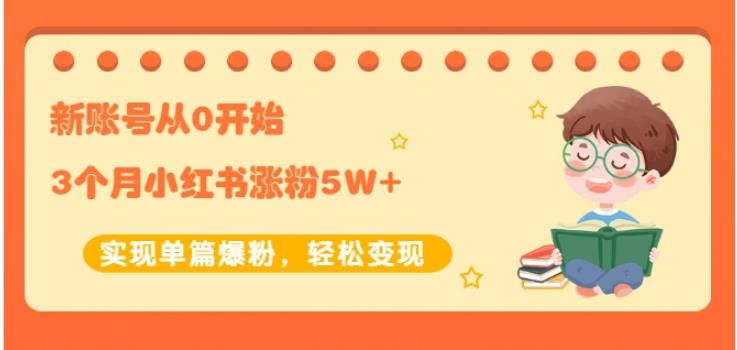 生财小红书涨粉变现：新账号从0开始3个月小红书涨粉5W+实现单篇爆粉-氢气球网创资源库