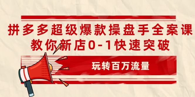 拼多多超级爆款操盘手全案课，教你新店0-1快速突破，玩转百万流量-氢气球网创资源库