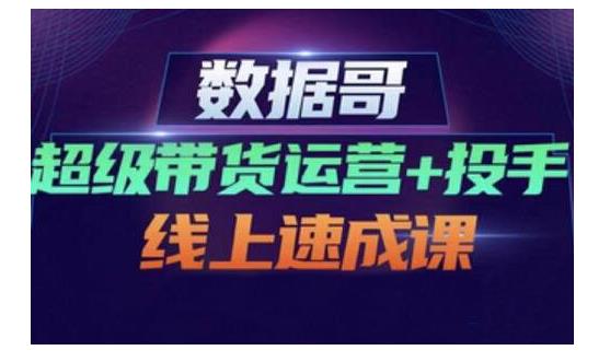 数据哥·超级带货运营+投手线上速成课，快速提升运营和熟悉学会投手技巧-氢气球网创资源库
