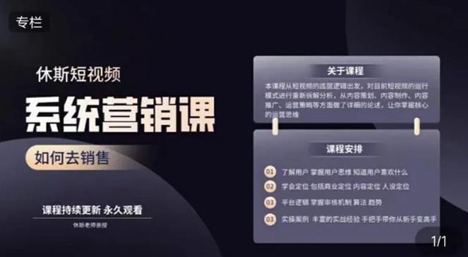休斯短视频系统运营大课，你掌握核心的运营思维 价值7800元-氢气球网创资源库