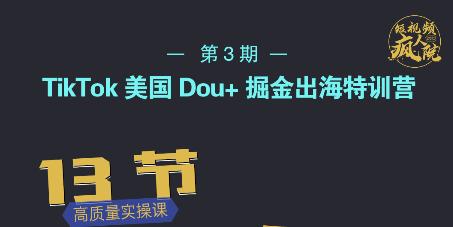 TikTok美国Dou+掘金出海特训营，美国dou+成功投放95%-氢气球网创资源库