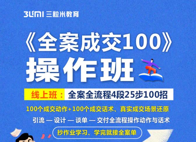 《全案成交100》全案全流程4段25步100招，操作班-氢气球网创资源库