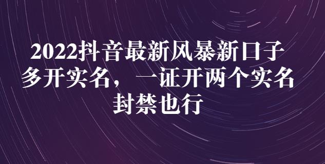 2022抖音最新风暴新口子：多开实名，一整开两个实名，封禁也行-氢气球网创资源库