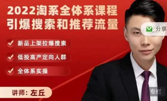 2022淘系全体系课程引爆搜索和推荐流量，新品上架拉爆搜索-氢气球网创资源库