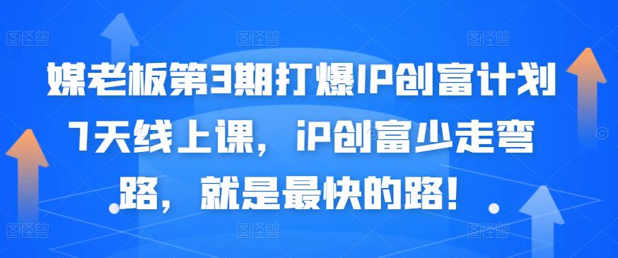 媒老板第3期打爆IP创富计划7天线上课，iP创富少走弯路，就是最快的路！-氢气球网创资源库