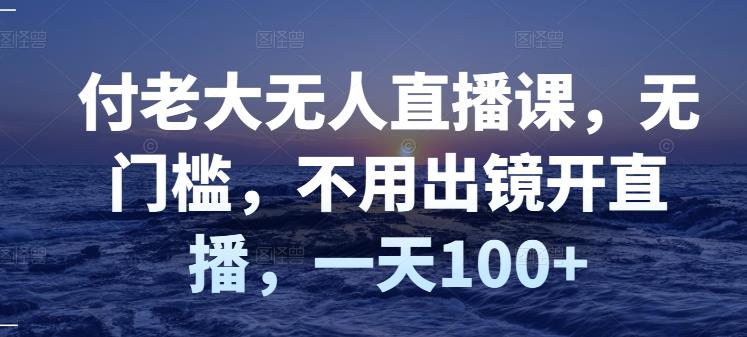 付老大无人直播课，无门槛，不用出镜开直播，一天100+-氢气球网创资源库