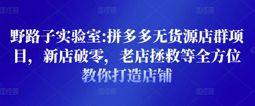 野路子实验室:拼多多无货源店群项目，新店破零，老店拯救等全方位教你打造店铺-氢气球网创资源库