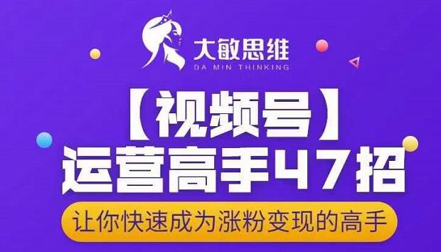 大敏思维-视频号运营高手47招，让你快速成为涨粉变现高手-氢气球网创资源库