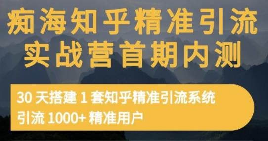 痴海知乎精准引流实战营1-2期，30天搭建1套知乎精准引流系统，引流1000+精准用户-氢气球网创资源库