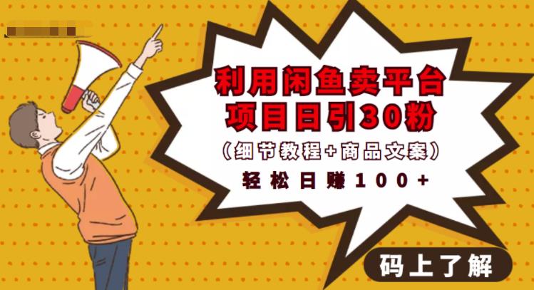 利用闲鱼卖平台项目课程资源日引流30+精准粉丝，轻松日赚100+，积累人脉可实现二次变-氢气球网创资源库