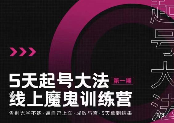 大播·五天起号魔鬼训练营，告别光学不练，逼自己上车，成败与否，5天拿到结果-氢气球网创资源库