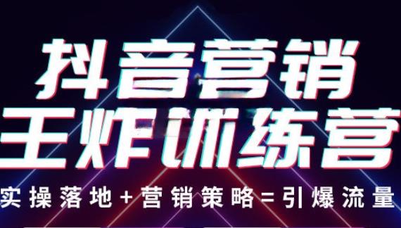 抖音营销王炸训练营，实操落地+营销策略=引爆流量（价值8960元）-氢气球网创资源库