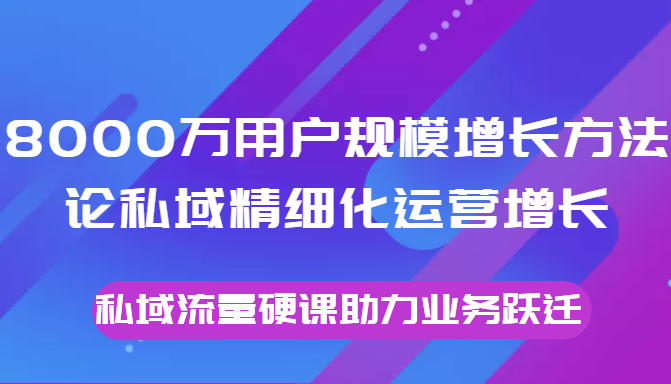 8000万用户规模增长方法论私域精细化运营增长，私域流量硬课助力业务跃迁-氢气球网创资源库