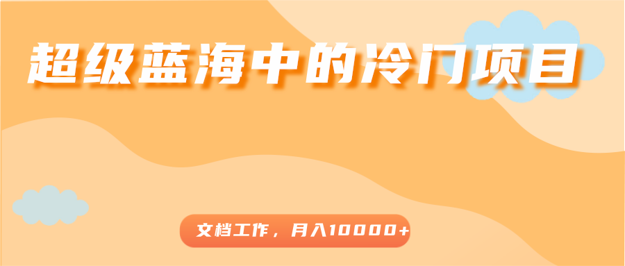 超级蓝海中的冷门项目，文档工作，好玩又赚钱，月入10000+-氢气球网创资源库