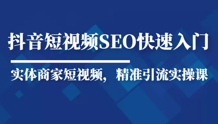 抖音短视频Seo搜索排名优化新手快速入门教程，实体商家短视频，精准引流实操课-氢气球网创资源库