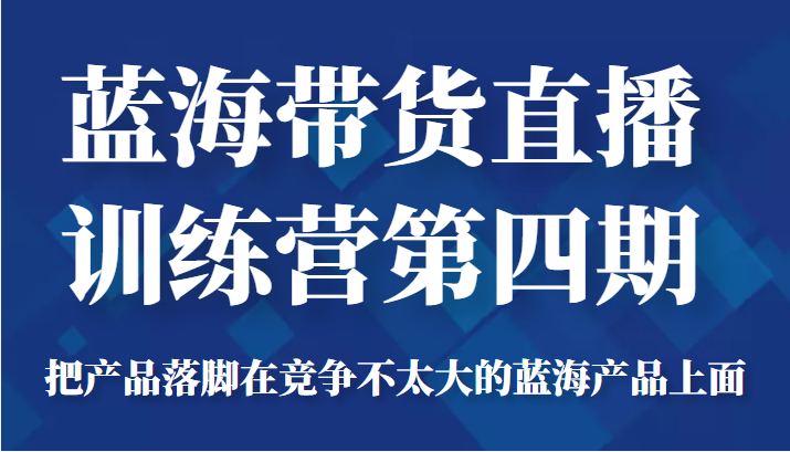 蓝海带货直播训练营第四期，把产品落脚在竞争不太大的蓝海产品上面（价值4980元）-氢气球网创资源库