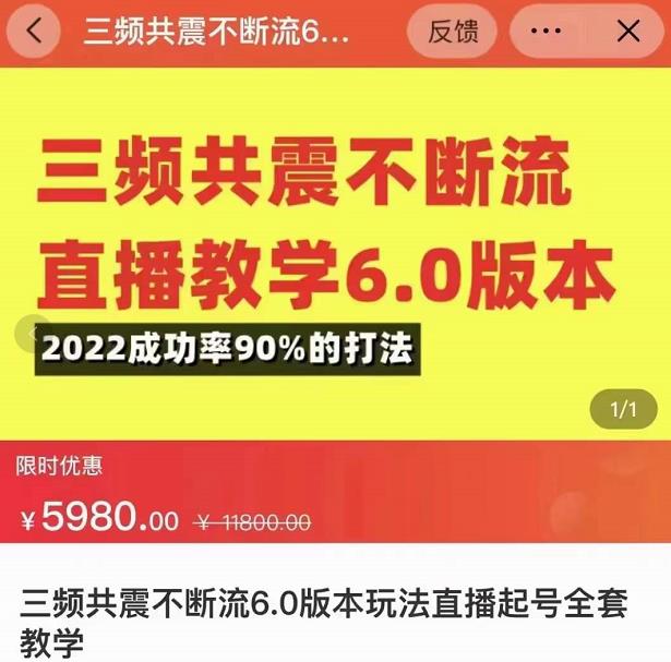 三频共震不断流直播教学6.0版本，2022成功率90%的打法，直播起号全套教学-氢气球网创资源库