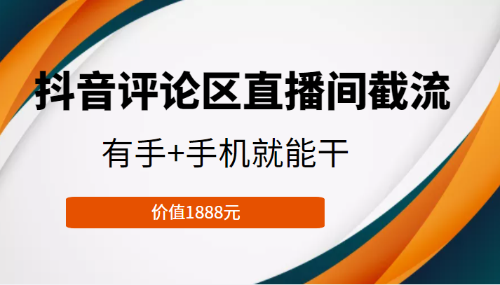 抖音评论区直播间截流，有手+手机就能干，门槛极低，模式可大量复制（价值1888元）-氢气球网创资源库
