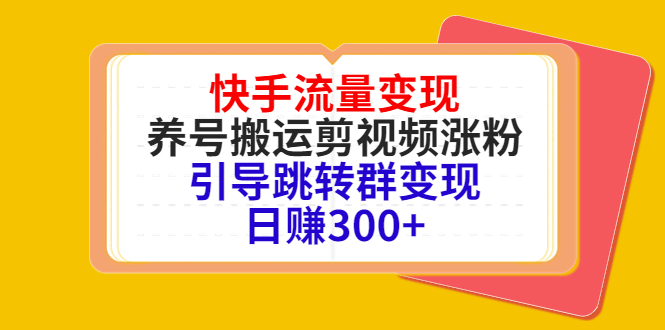 快手流量变现，养号搬运剪视频涨粉，引导跳转群变现日赚300+-氢气球网创资源库