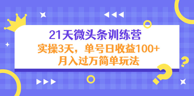 21天微头条训练营，实操3天，单号日收益100+月入过万简单玩法-氢气球网创资源库