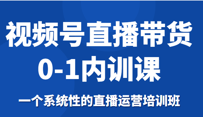 视频号直播带货0-1内训课，一个系统性的直播运营培训班-氢气球网创资源库