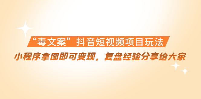 “毒文案”抖音短视频项目玩法，小程序拿图即可变现，复盘经验分享给大家-氢气球网创资源库