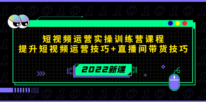 2022短视频运营实操训练营课程，提升短视频运营技巧+直播间带货技巧-氢气球网创资源库