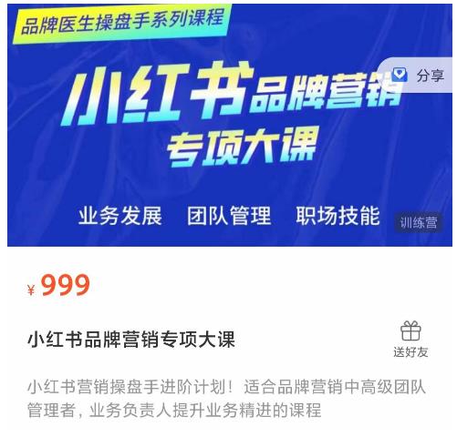 小红书品牌营销专项大课，操盘手进阶，一套能让你提升业务精进的课程-氢气球网创资源库