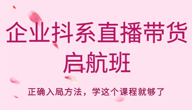 企业抖系直播带货启航班，正确入局方法，学这个课程就够了-氢气球网创资源库