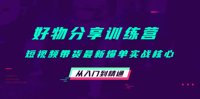 好物分享训练营：短视频带货最新爆单实战核心，从入门到精通-氢气球网创资源库