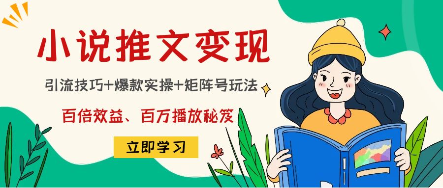 小说推文训练营：引流技巧+爆款实操+矩阵号玩法，百倍效益、百万播放秘笈-氢气球网创资源库