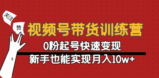 视频号带货训练营：0粉起号快速变现，新手也能实现月入10w+-氢气球网创资源库