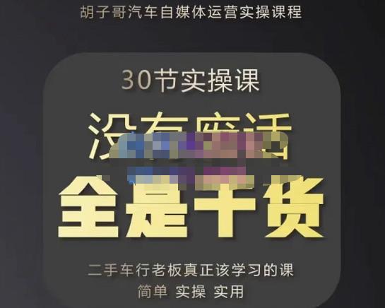 胡子哥·汽车自媒体运营实操课，汽车新媒体二手车短视频运营教程-价值8888元-氢气球网创资源库