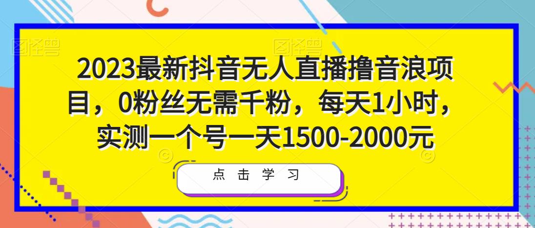 2023最新抖音无人直播撸音浪项目，0粉丝无需千粉，每天1小时，实测一个号一天1500-2000元-氢气球网创资源库