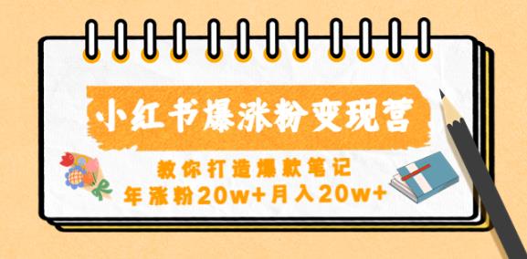 小红书爆涨粉变现营，教你打造爆款笔记，年涨粉20w+月入20w-氢气球网创资源库