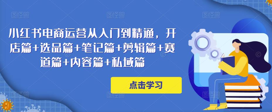 小红书电商运营从入门到精通，开店篇+选品篇+笔记篇+剪辑篇+赛道篇+内容篇+私域篇-氢气球网创资源库