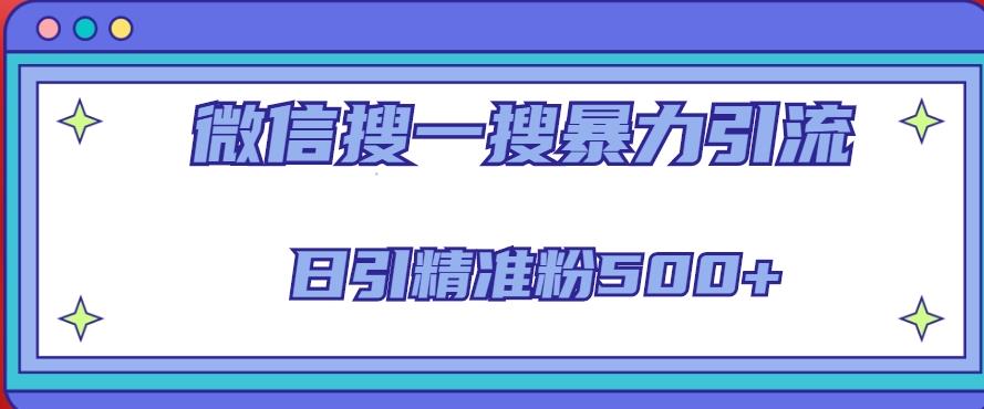 微信搜一搜引流全系列课程，日引精准粉500+（8节课）-氢气球网创资源库