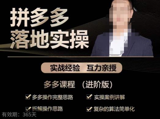 拼多多实战篇·落地实操：多多操作完整思路+实操案例讲解+拆解操作思路+复杂的算法简单化-氢气球网创资源库