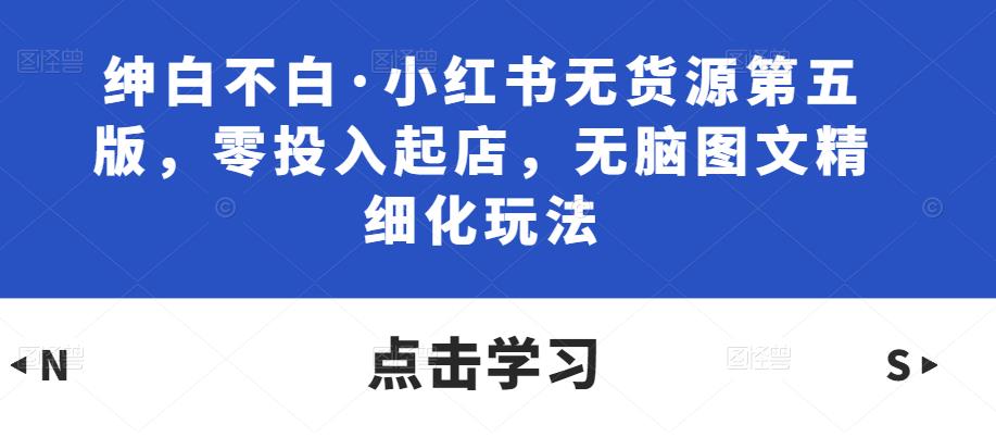 绅白不白·小红书无货源第五版，零投入起店，无脑图文精细化玩法-氢气球网创资源库