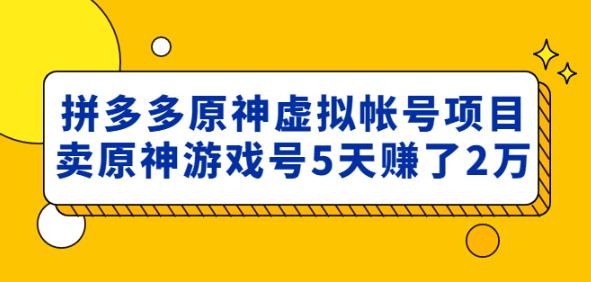 外面卖2980的拼多多原神虚拟帐号项目：卖原神游戏号5天赚了2万-氢气球网创资源库