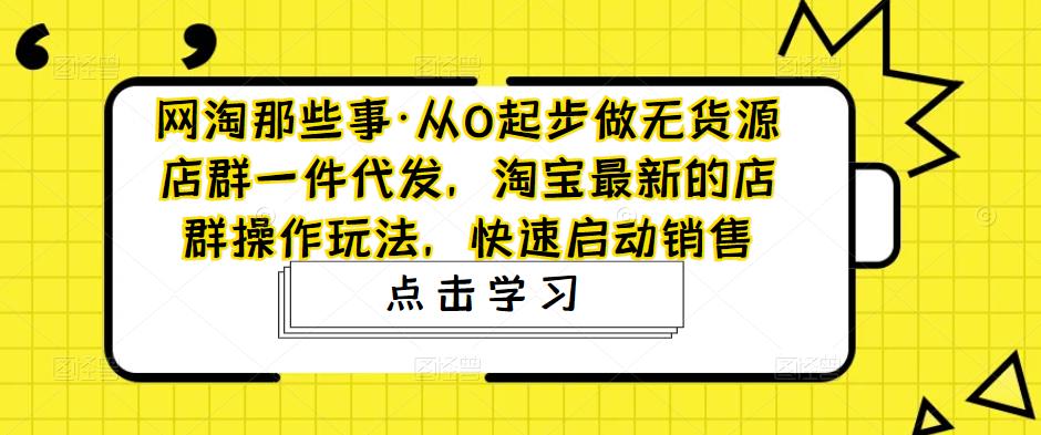 网淘那些事·从0起步做无货源店群一件代发，淘宝最新的店群操作玩法，快速启动销售-氢气球网创资源库