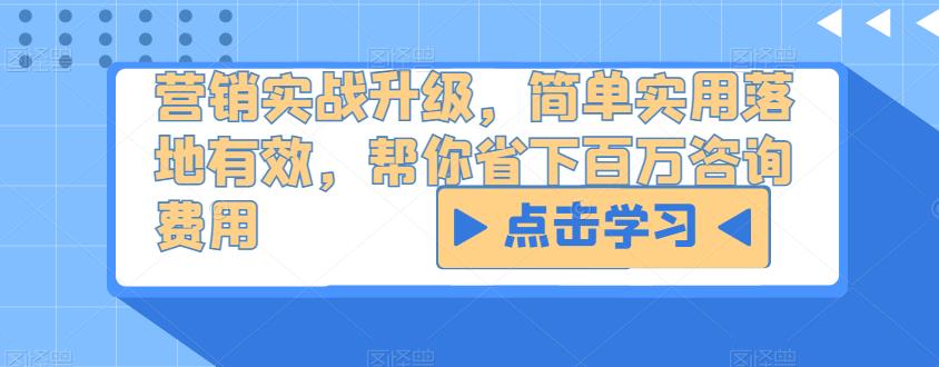 营销实战升级，简单实用落地有效，帮你省下百万咨询费用-氢气球网创资源库