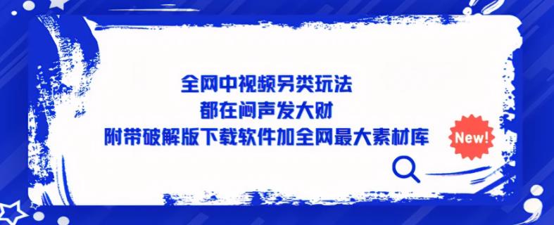 全网中视频另类玩法，都在闷声发大财，附带破解版下载软件加全网最大素材库-氢气球网创资源库