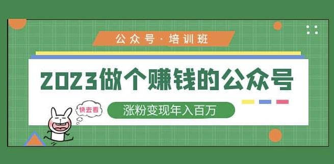2023公众号培训班，2023做个赚钱的公众号，涨粉变现年入百万！-氢气球网创资源库