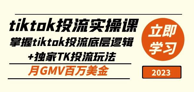 tiktok投流实操课：掌握tiktok投流底层逻辑+独家TK投流玩法月GMV百万美金-氢气球网创资源库